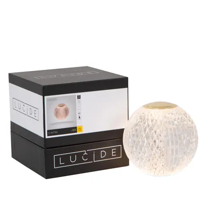 Lucide CINTRA - Oplaadbare Tafellamp - Accu/Batterij - Ø 9 cm - LED Dimb. - 1x1,5W 2700K - 3 StepDim - Transparant 8