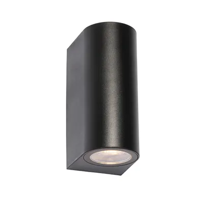 QAZQA Moderne buiten wandlamp zwart kunststof ovaal 2-lichts - Baleno 6