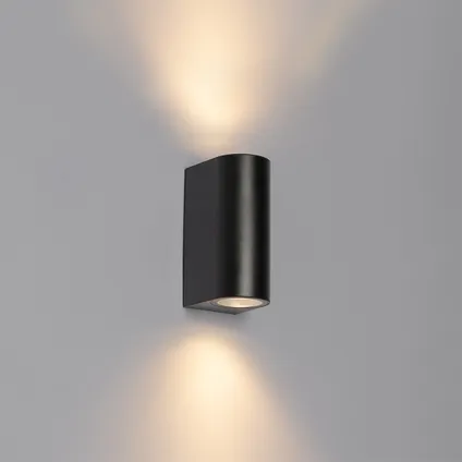 QAZQA Moderne buiten wandlamp zwart kunststof ovaal 2-lichts - Baleno 10