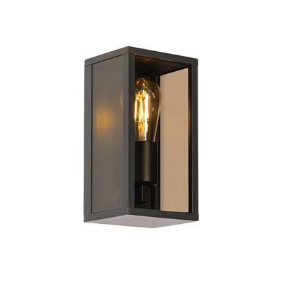 QAZQA Buiten wandlamp zwart met smoke glas 26 cm IP44 - Charlois