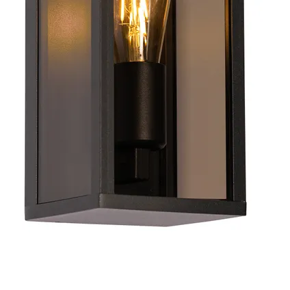 QAZQA Buiten wandlamp zwart met smoke glas 26 cm IP44 - Charlois 2