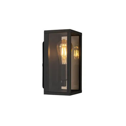 QAZQA Buiten wandlamp zwart met smoke glas 26 cm IP44 - Charlois 6