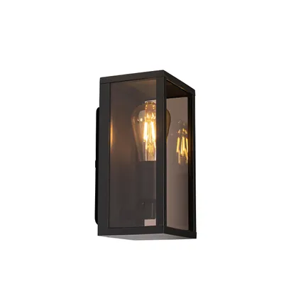 QAZQA Buiten wandlamp zwart met smoke glas 26 cm IP44 - Charlois 8