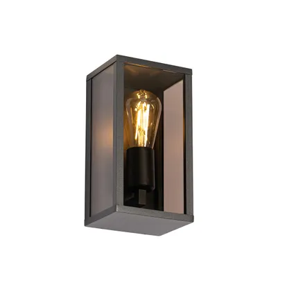 QAZQA Buiten wandlamp zwart met smoke glas 26 cm IP44 - Charlois 9