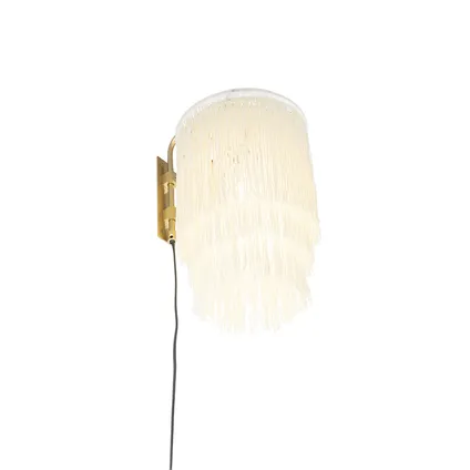 QAZQA Oosterse wandlamp goud crème kap met franjes - Franxa 8