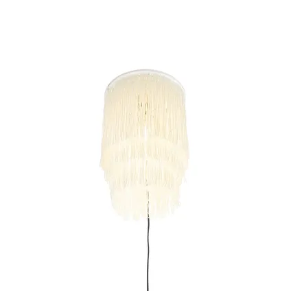 QAZQA Oosterse wandlamp goud crème kap met franjes - Franxa 9