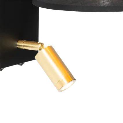 QAZQA Moderne wandlamp zwart en goud met leeslamp - Renier 3