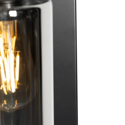 QAZQA Moderne wandlamp zwart met smoke glas - Stavelot 5