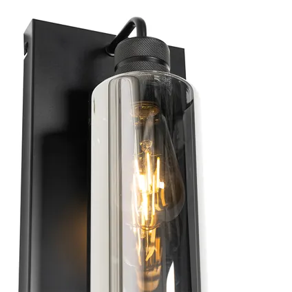 QAZQA Moderne wandlamp zwart met smoke glas - Stavelot 7