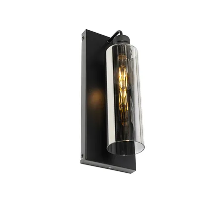 QAZQA Moderne wandlamp zwart met smoke glas - Stavelot 10