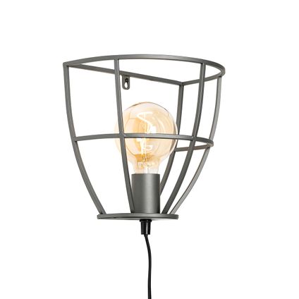 QAZQA Industriële wandlamp donkergrijs met schakelaar - Arthur