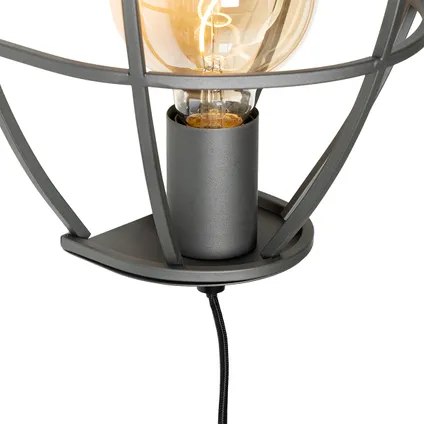 QAZQA Industriële wandlamp donkergrijs met schakelaar - Arthur 2