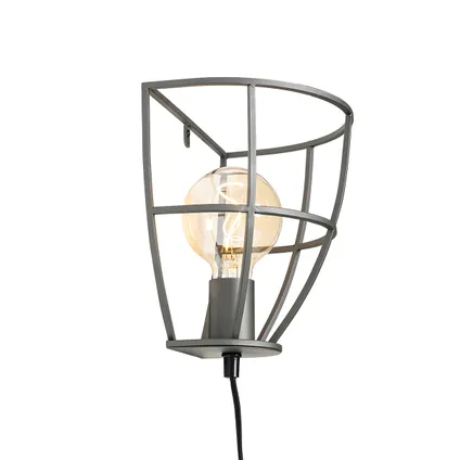 QAZQA Industriële wandlamp donkergrijs met schakelaar - Arthur 6