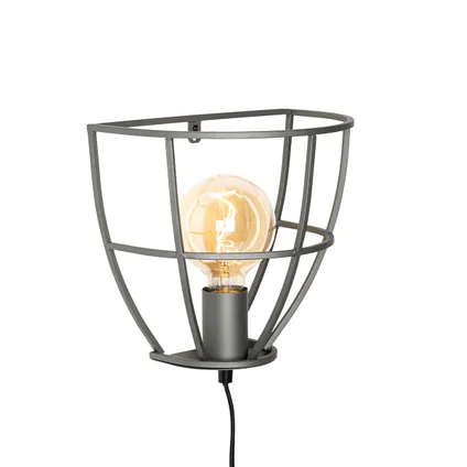 QAZQA Industriële wandlamp donkergrijs met schakelaar - Arthur 7