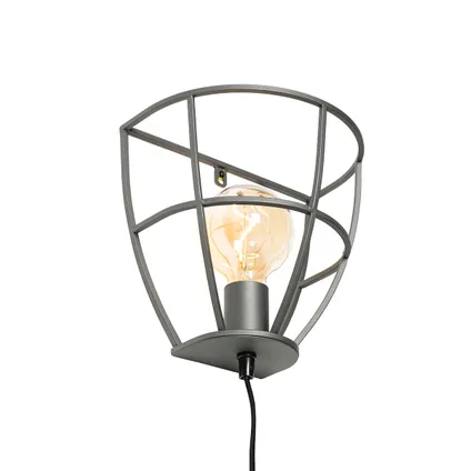QAZQA Industriële wandlamp donkergrijs met schakelaar - Arthur 9