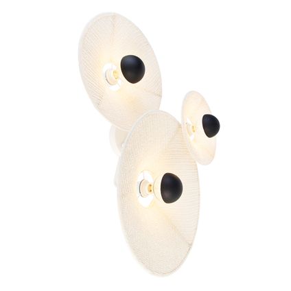 QAZQA Design wandlamp wit met stof 3-lichts - Jane