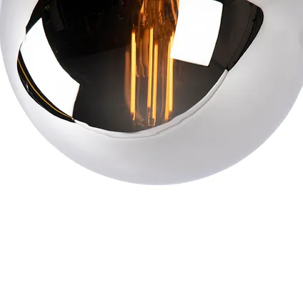 QAZQA Art deco plafondlamp zwart met smoke glas - Pallon 3