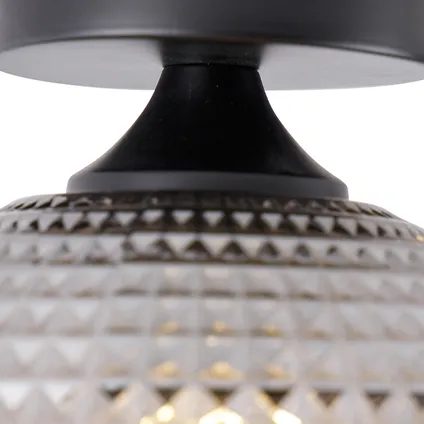 QAZQA Art Deco plafondlamp zwart met smoke glas - Sphere 2