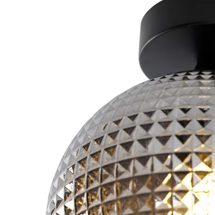 QAZQA Art Deco plafondlamp zwart met smoke glas - Sphere 3