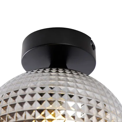 QAZQA Art Deco plafondlamp zwart met smoke glas - Sphere 6