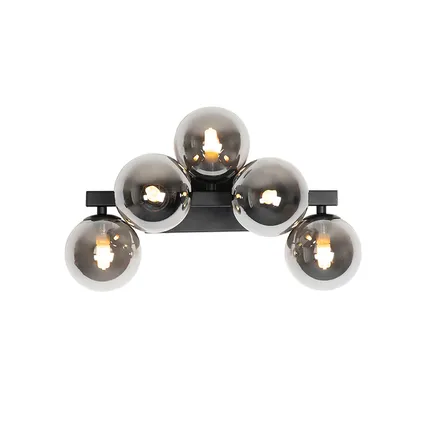 QAZQA Moderne wandlamp zwart met smoke glas 5-lichts - Bianca 3