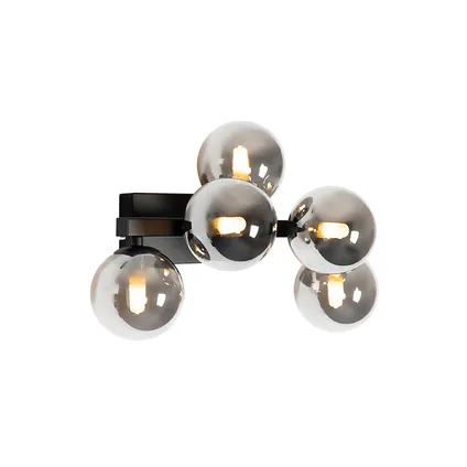 QAZQA Moderne wandlamp zwart met smoke glas 5-lichts - Bianca 7