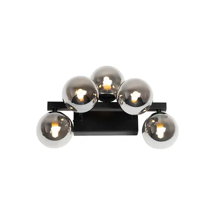 QAZQA Moderne wandlamp zwart met smoke glas 5-lichts - Bianca 8