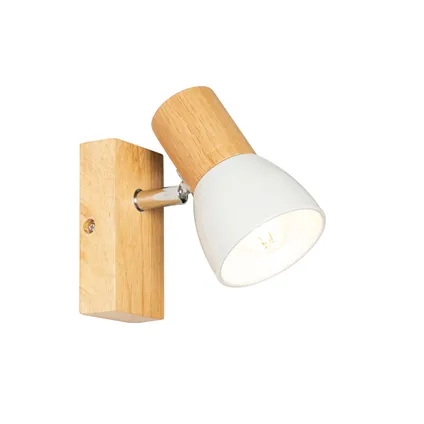 QAZQA Landelijke wandlamp hout met wit verstelbaar - Thorin 2
