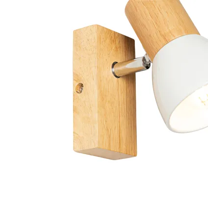 QAZQA Landelijke wandlamp hout met wit verstelbaar - Thorin 5
