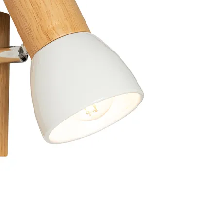 QAZQA Landelijke wandlamp hout met wit verstelbaar - Thorin 6