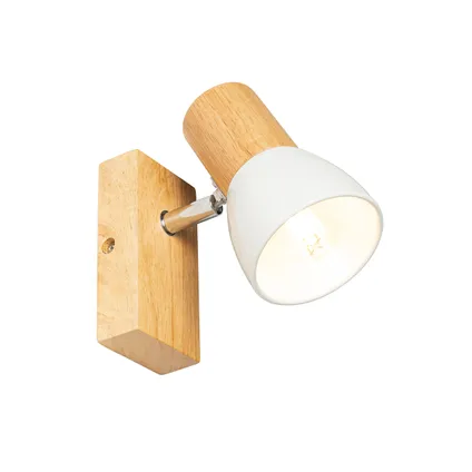 QAZQA Landelijke wandlamp hout met wit verstelbaar - Thorin 10