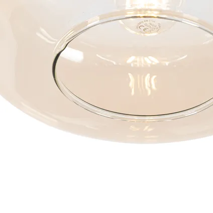 QAZQA Art Deco hanglamp zwart met amber glas - Bizle 5