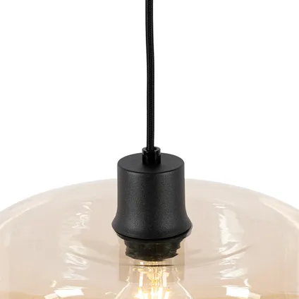QAZQA Art Deco hanglamp zwart met amber glas - Bizle 6
