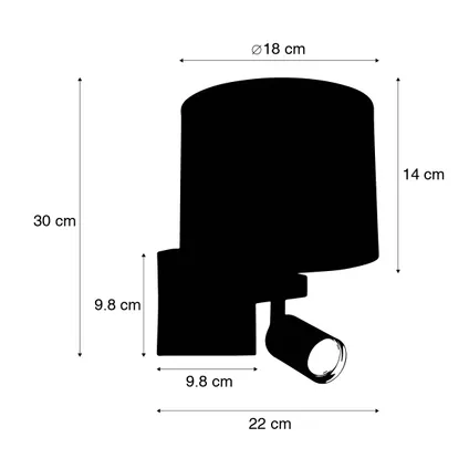 QAZQA Wandlamp wit met leeslamp en kap 18 cm zwart - Brescia 4