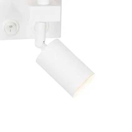 QAZQA Wandlamp wit met leeslamp en kap 18 cm zwart - Brescia 9