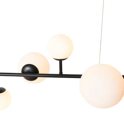 QAZQA Moderne hanglamp zwart met mat glas 6-lichts - Monaco 3