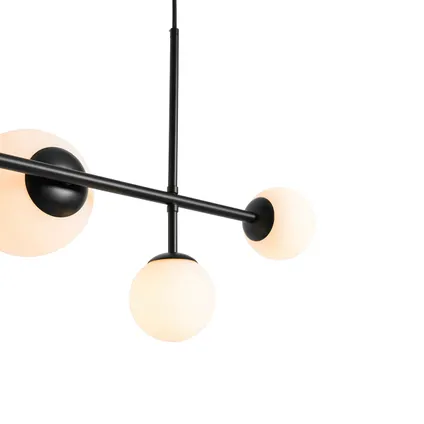 QAZQA Moderne hanglamp zwart met mat glas 6-lichts - Monaco 6