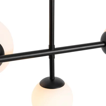 QAZQA Moderne hanglamp zwart met mat glas 6-lichts - Monaco 7