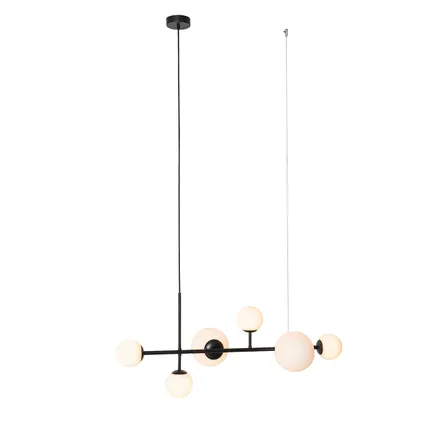 QAZQA Moderne hanglamp zwart met mat glas 6-lichts - Monaco 10