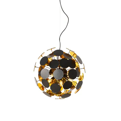 QAZQA Design hanglamp zwart en goud - Cerchio 6