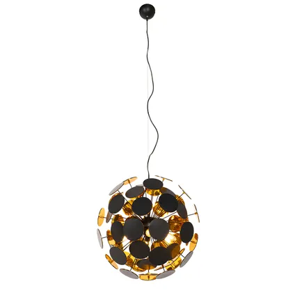 QAZQA Design hanglamp zwart en goud - Cerchio 10