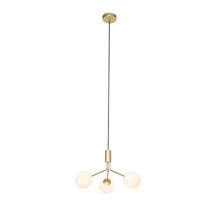 QAZQA Art Deco hanglamp goud met opaal glas 3-lichts - Coby 3