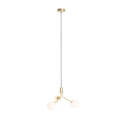 QAZQA Art Deco hanglamp goud met opaal glas 3-lichts - Coby 8
