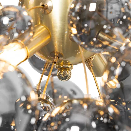 QAZQA Design hanglamp messing met glas smoke 8-lichts - Explode 9