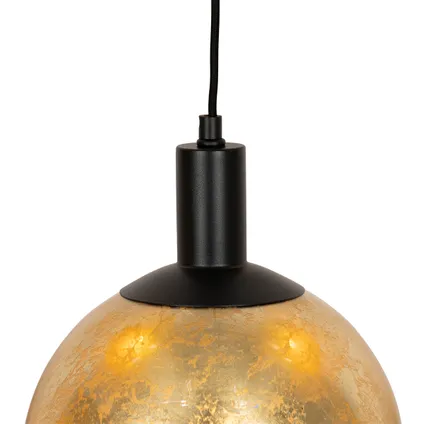 QAZQA Design hanglamp zwart met goud glas 5-lichts - Bert 5