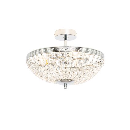 QAZQA Klassieke plafondlamp staal met kristal 3-lichts - Mondrian