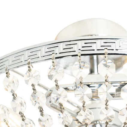 QAZQA Klassieke plafondlamp staal met kristal 3-lichts - Mondrian 2