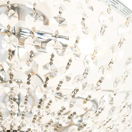 QAZQA Klassieke plafondlamp staal met kristal 3-lichts - Mondrian 3