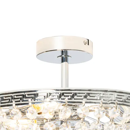 QAZQA Klassieke plafondlamp staal met kristal 3-lichts - Mondrian 5