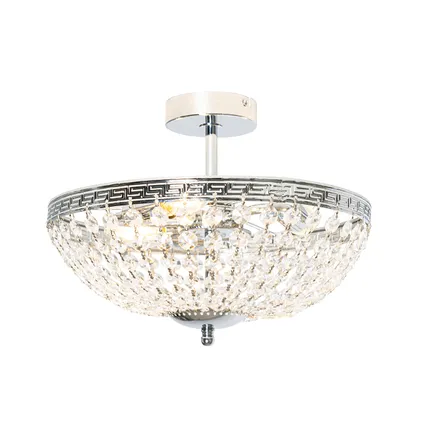 QAZQA Klassieke plafondlamp staal met kristal 3-lichts - Mondrian 7